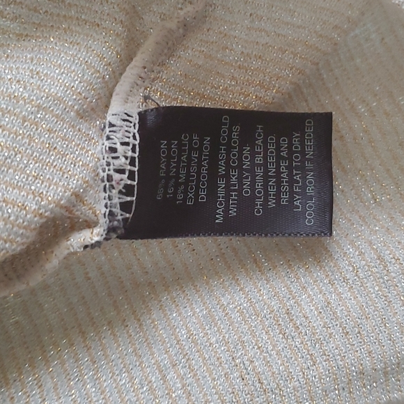 WHBM White House Black Market Gold Silver Metallic V-neck Top - Picture 3 of 5